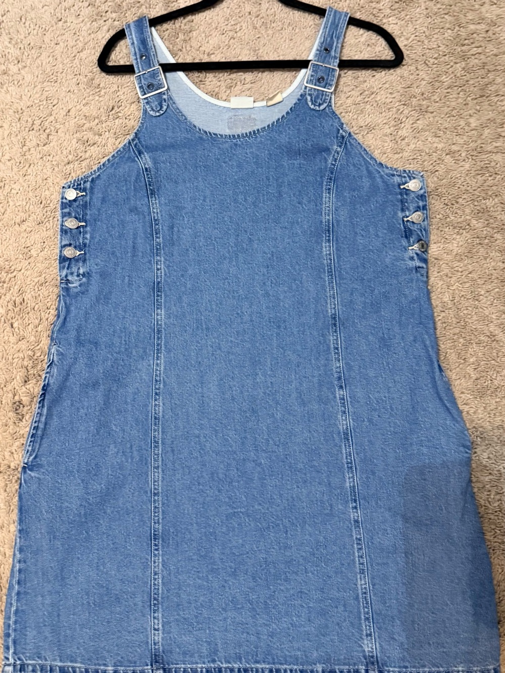Levi's Light Blue Denim Pinafore Dress with Side Buttons